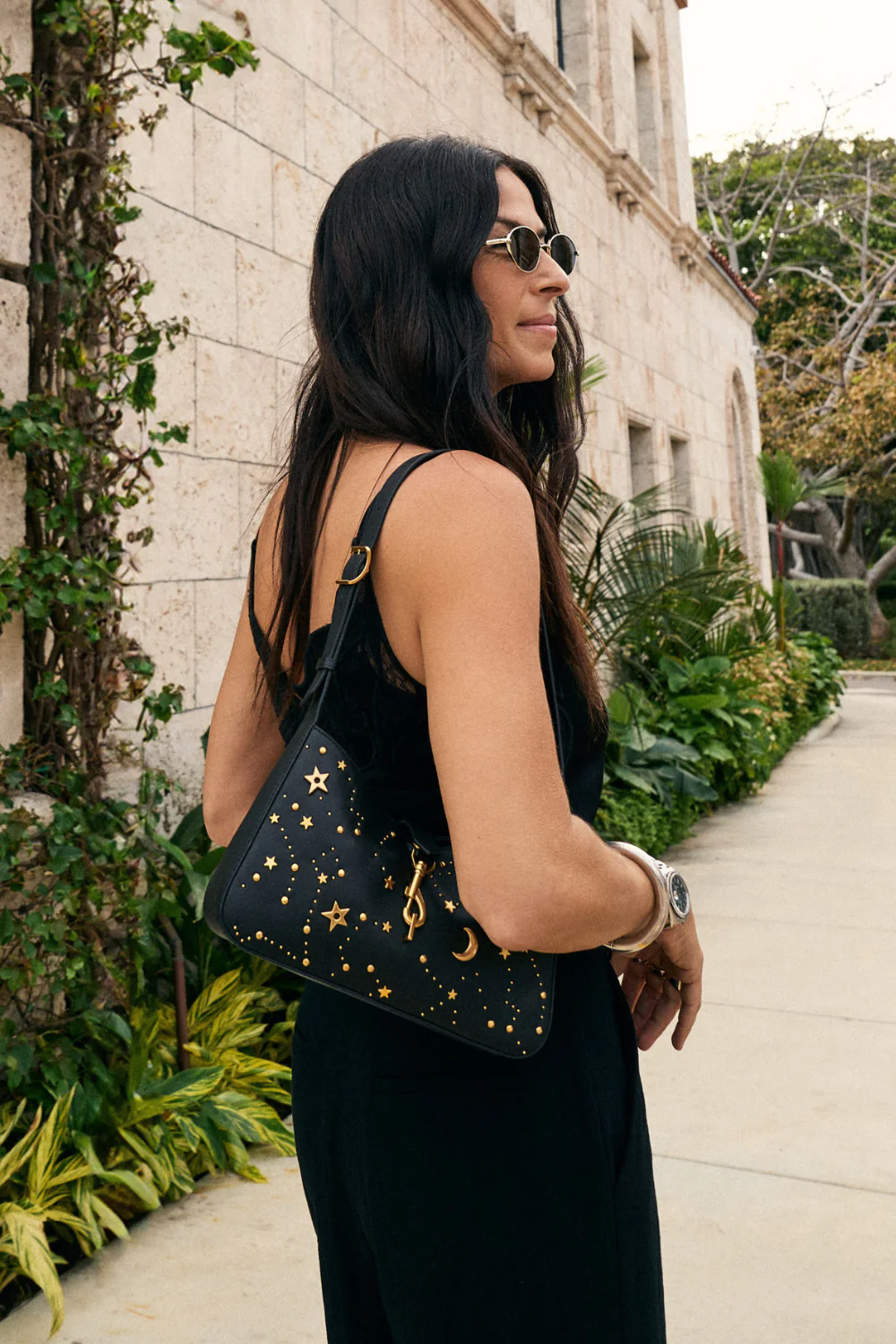 Megan Small Shoulder Bag With Celestial Studs - Image 5